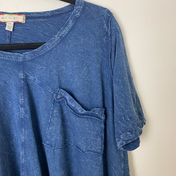 Anthropologie Eri Ali Blue Denim Swing Top Short Sleeve XS - Picture 3 of 6